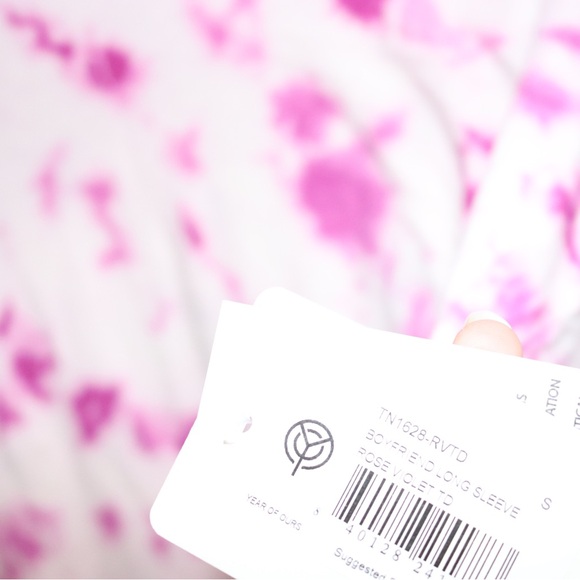 Year of Ours | Boyfriend Long Sleeve Pink Tie Dye Tee Size Small - Picture 8 of 8